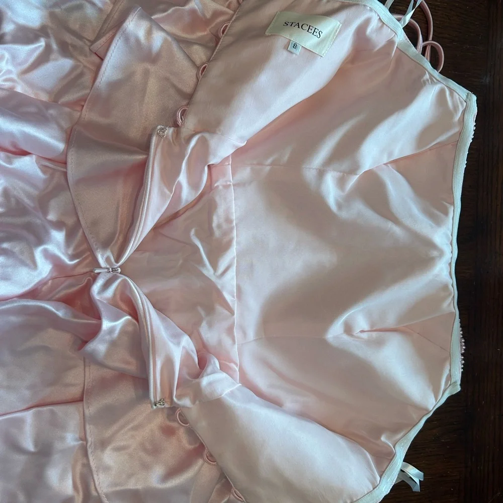 Stacees Pink Tiered Ruffle Maxi Dress - size 8 Prom NWT - Picture 10 of 13